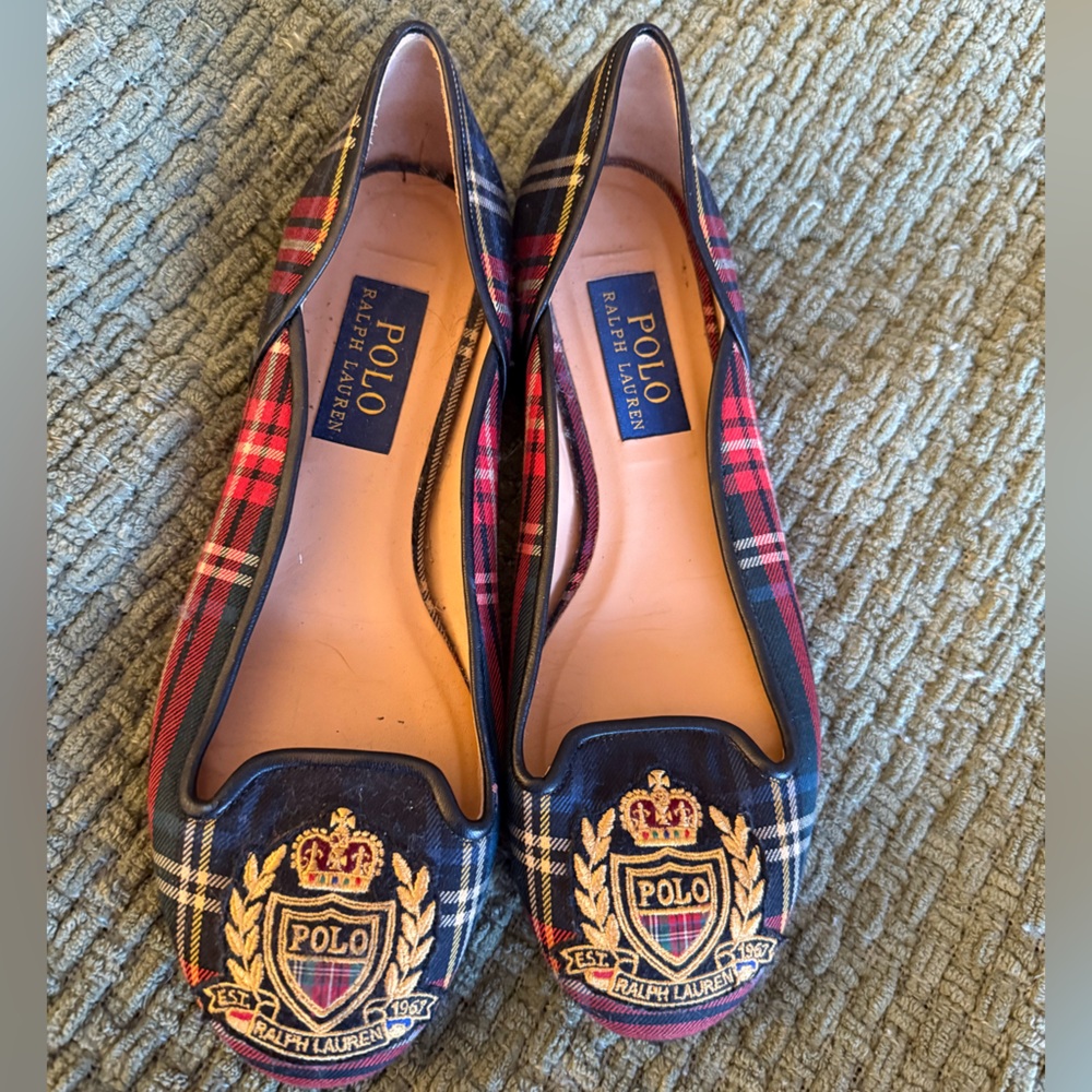 Ralph Lauren Women's Plaid Flats - Red and Blue